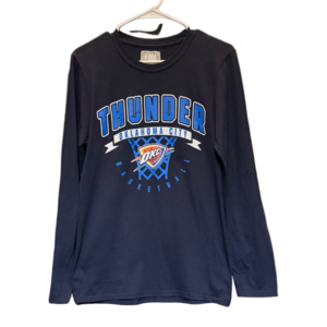 OKC Oklahoma City Thunder Long Sleeve Basic Tee | Navy Blue NBA Fan T-shirt S